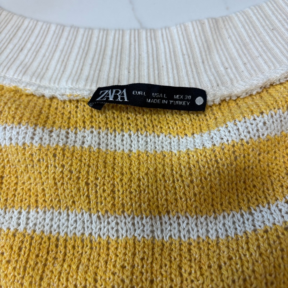 Zara Yellow and White Striped Top - Picture 4 of 11